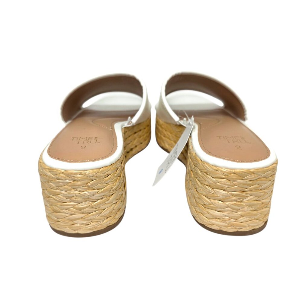 Raffia Platform Comfort Slide Sandals White Time and Tru Womens Sz 8, 9, 10, 11 - Picture 5 of 8
